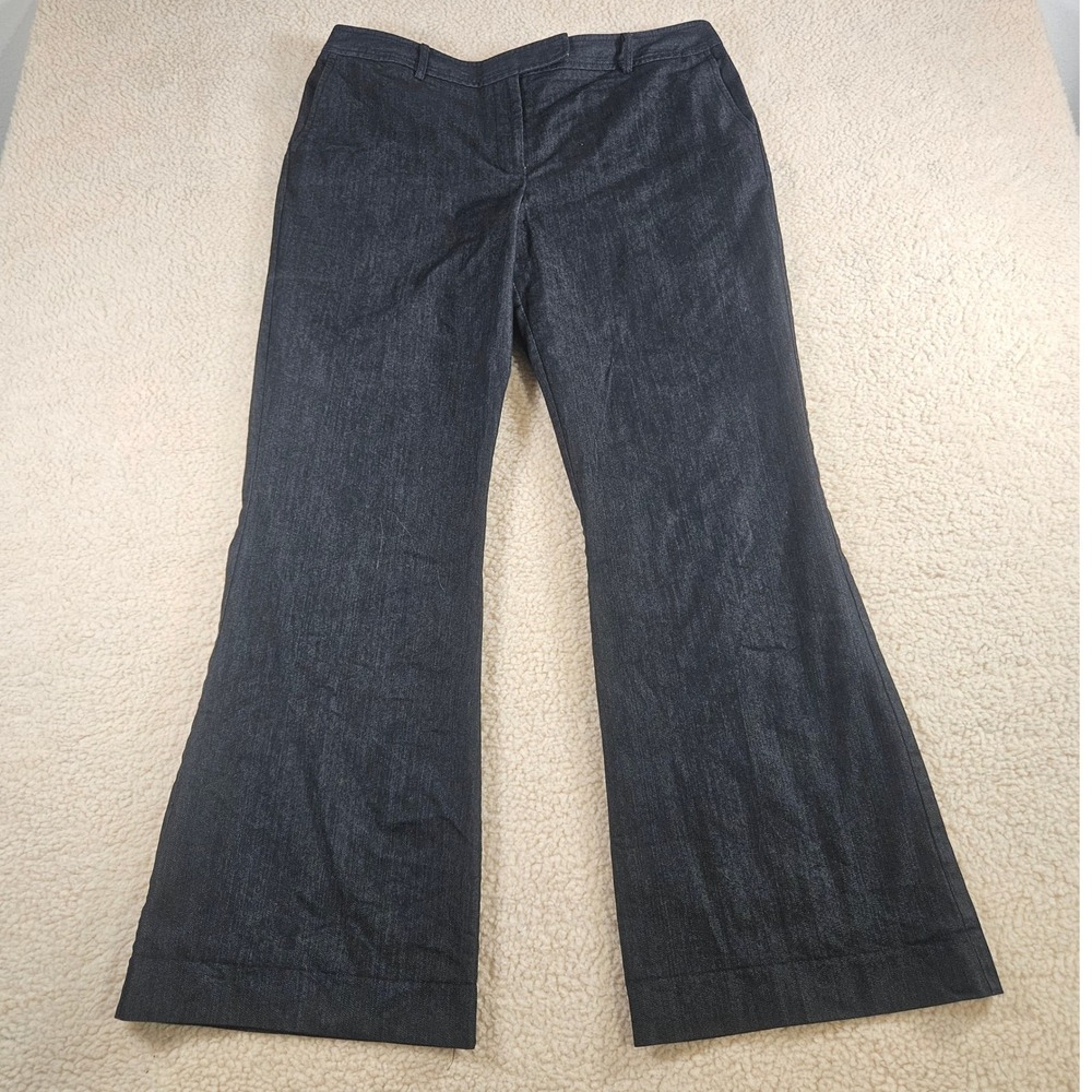 Ann Taylor Loft Trouser Jeans Womens 14 Black Wide Leg Stretch Professional